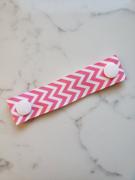 Light Pink White Chevron Ear Saver - Face Mask Extender Strap - Non stretchy - 4 inches