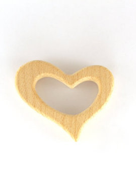 Wooden Heart Teething Ring with Pacifer Clip - Natural Wood Teether for Baby - Baby Shower Gift