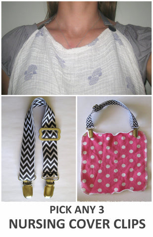 NURSING COVER CLIP - Breastfeeding Cover Clip- Bib Clip or Stroller Clip- Toy Leash- Nursing Cover Adjustable Strap- Baby Gift- New Mom Gift