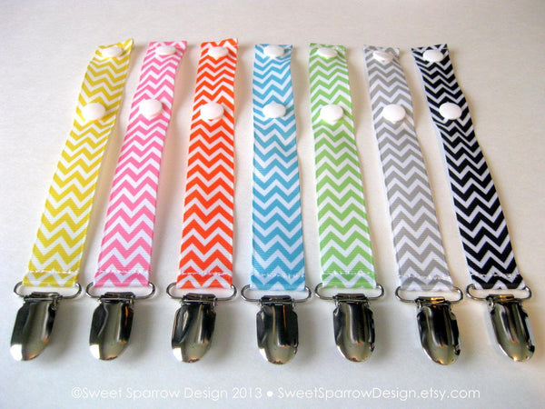 Universal PACIFIER CLIPS- CHEVRON Dummy Clip- Set of 11 Soother String- Binky Leash- Baby Shower Gift Set- Girl Paci Clip Set- Boy Paci Clip