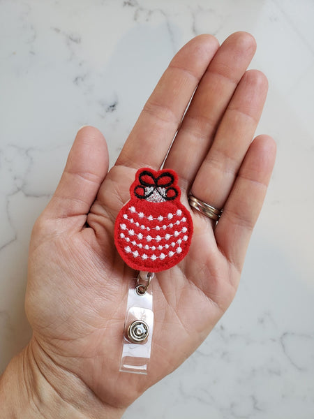 Christmas Badge Holders - Red Christmas Ornament Badge Reels - Rudolph Retractable ID Badge Clips for Nurse