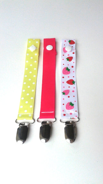Pink and Yellow Baby Girl Pacifier Clip Set of 3 - Baby Girl Gift - Universal PACIFIER CLIP