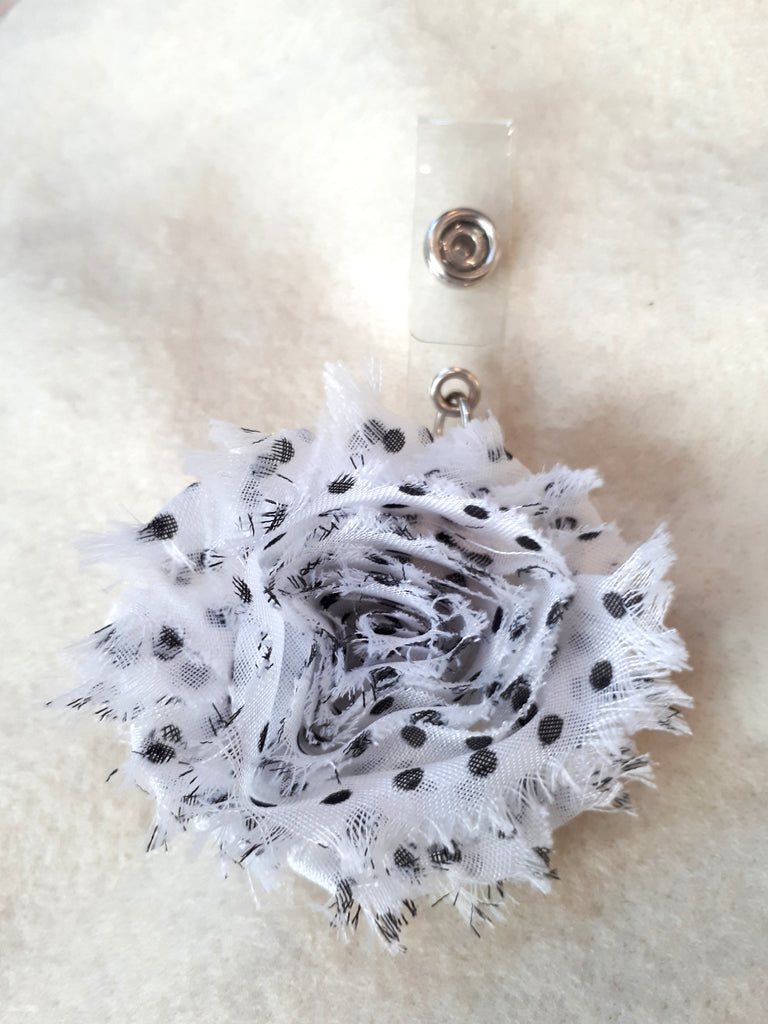 Polka Dot Flower Badge Holders - Pretty Badge Reels - Retractable ID B –  Sweet Sparrow Design
