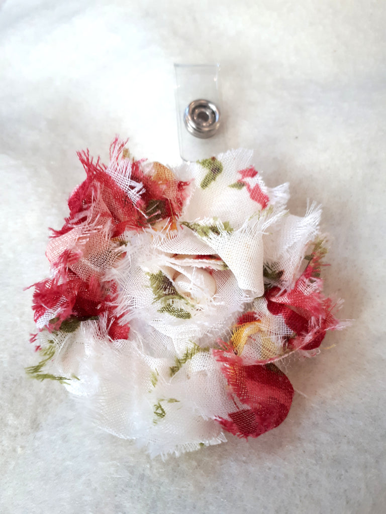 Red White Flower Badge Holder - Retractable ID Badge Clips - Nurse Bad –  Sweet Sparrow Design