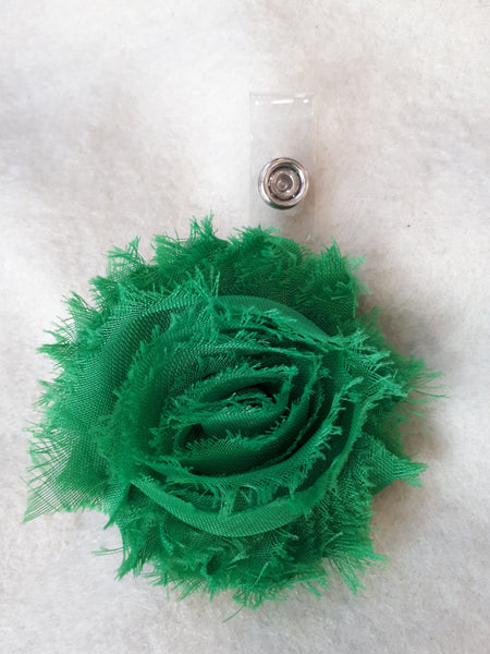 Green Flower Badge Holders - Pretty Badge Reels - Retractable ID Badge Clips - St Patricks Badge Reel - Nurse Badge Reel