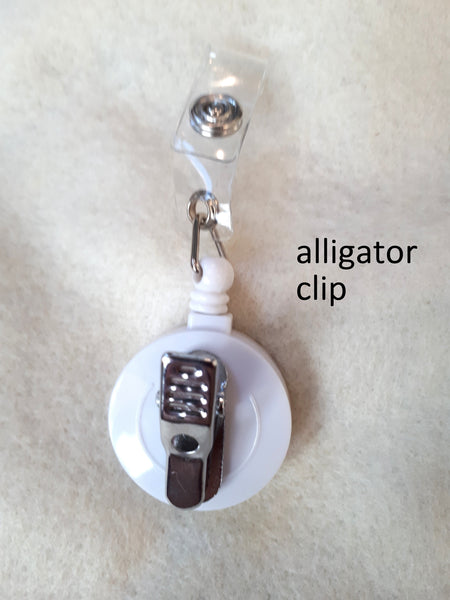 Alligator clip option for easter bunny badge reel