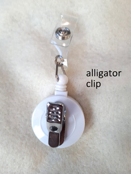 Alligator clip option for easter bunny badge reel