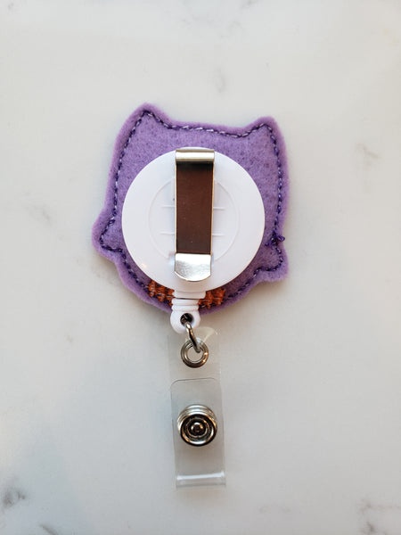 purple owl badge reel belt clip option