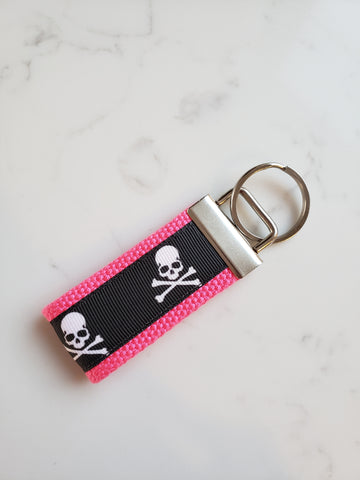 Pink Skulls KEY FOB - Womens Gift for Her Under 10 - Skulls Keychain for Women - Girlfriend Gift Idea