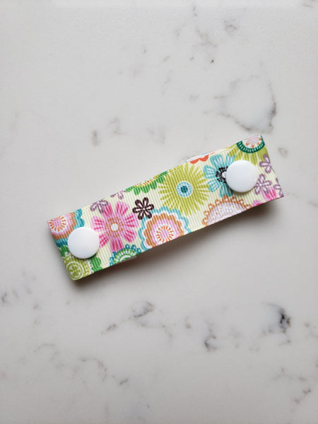 Colorful Floral Ear Saver - Face Mask Extender Strap - Non stretchy - 4 inches