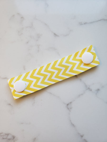 Yellow White Chevron Ear Saver - Face Mask Extender Strap - Non stretchy - 4 inches
