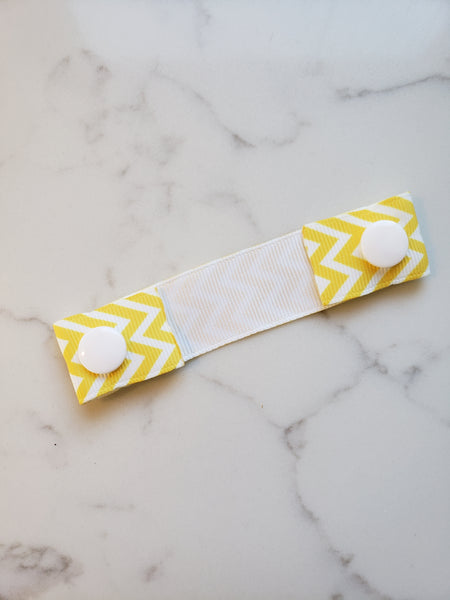 Yellow White Chevron Ear Saver - Face Mask Extender Strap - Non stretchy - 4 inches