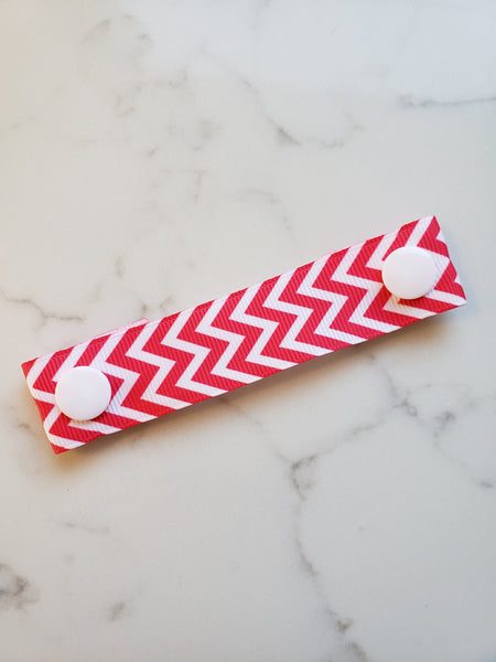 Dark Pink White Chevron Ear Saver - Face Mask Extender Strap - Non stretchy - 4 inches