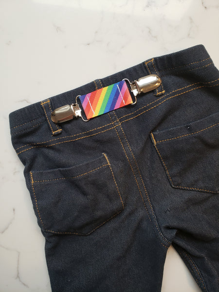 Colorful Rainbow ELASTIC CLIP BELT- Kids Clip Belt- Toddler Belt- Childrens Belt for Pant