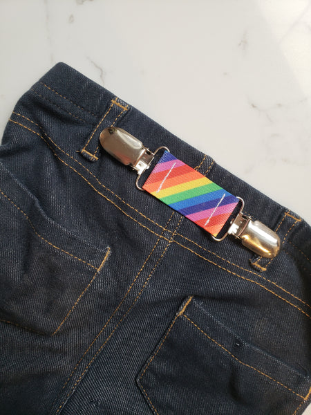 Colorful Rainbow ELASTIC CLIP BELT- Kids Clip Belt- Toddler Belt- Childrens Belt for Pant