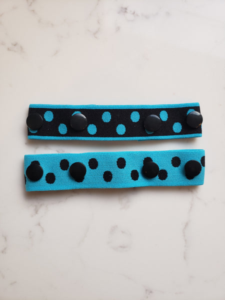 Adjustable Blue and Black Polka Dot Toddler Belt - Elastic SNAP BELT - Baby Belt