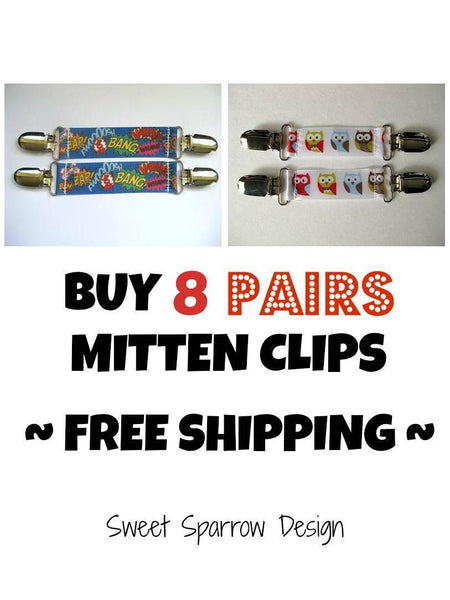 8 pairs of mitten clips for kids winter jackets