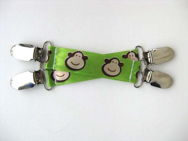 Green Monkey MITTEN CLIPS for Children - Toddler Mitten Clips - Mitt Clips for Kids