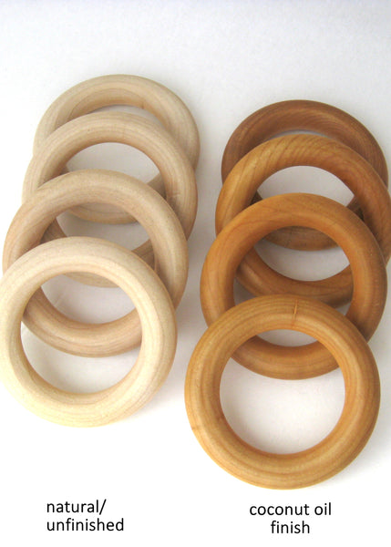10 Maple WOOD TEETHING RINGS Wholesale- Wood Teether- Natural Teether- Wood Ring- Wood Baby Teether-Wooden Teething Toy-Baby Shower Gift Active
