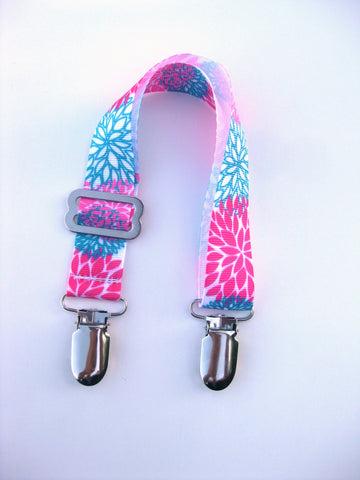Teal & Pink Floral Adjustable NURSING COVER CLIP - Breastfeeding Cover Clip- Bib Clip or Stroller Clip