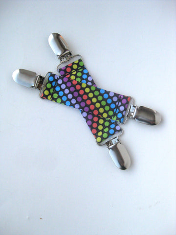 Rainbow Polka Dots MITTEN CLIPS for Children - Toddler Mitten Clips - Christmas Stocking Stuffer