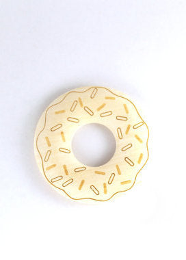Wooden Donut Teething Ring with Pacifer Clip - Natural Wood Teether for Baby - Baby Shower Gift