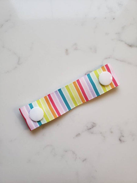 Rainbow Stripes Ear Saver - Face Mask Extender Strap - 4 inches - Non Stretchy