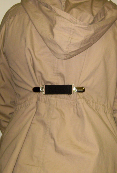 Taupe Stripe Elastic Dress Clip - Womens Shirt Clip - Cinch Clip - Garment Clip