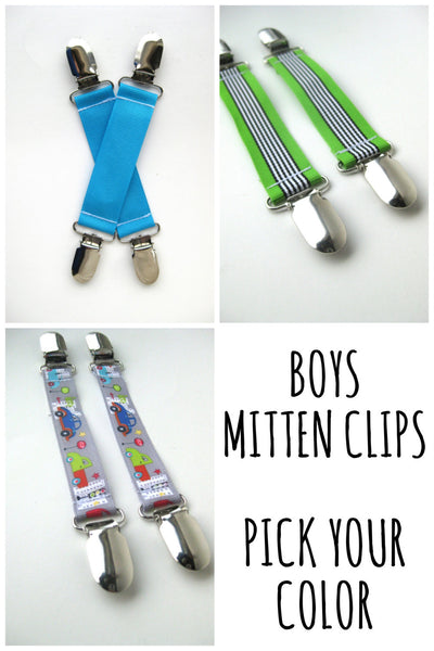 Boys MITTEN CLIPS for Children - Mitt Clips for Kids - Toddler Mitten Clips