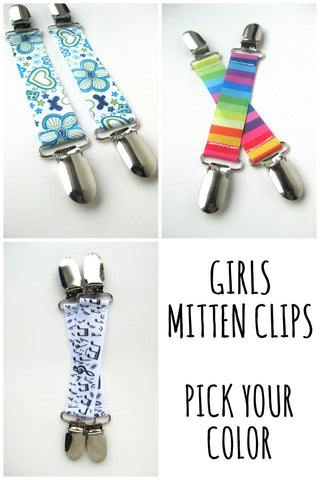 MITTEN CLIPS for Children - Mitt Clips for Kids - Girl Toddler Mitten Clips