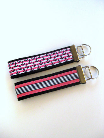Womens Key Chain - Pink Anchor Key Fob - Wristlet Key Fob Keychain