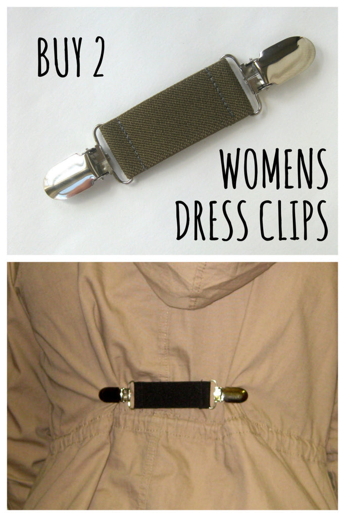 Buy 2 Elastic Dress Clips- Womens Shirt Clip- Cinch Clip- Garment Clip- Elastic Clip BELT- Custom Fit for clothing- Waist Cinch- Jacket Clip