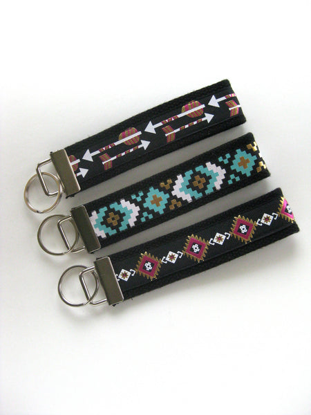 Tribal KEY FOB Wristlet- Womens Keychain- Aztec Keychain- Wrist Keychain for Her- Wristlet Key Chain- Gift for Her- Gift for Women Under 10