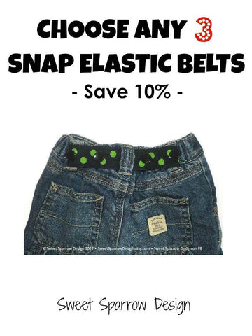 Set of 3 Toddler Belt for Boys and Girls- Elastic Snap Belt for Kids- Kids Belt for Pants