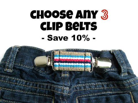 Toddler Belt for Boys- Childrens Belt for Girls- Waist Cinch- Kids Cinch Clip- Your Choice of Elastic Clip Belt for Children- Buy 3 Save 10%