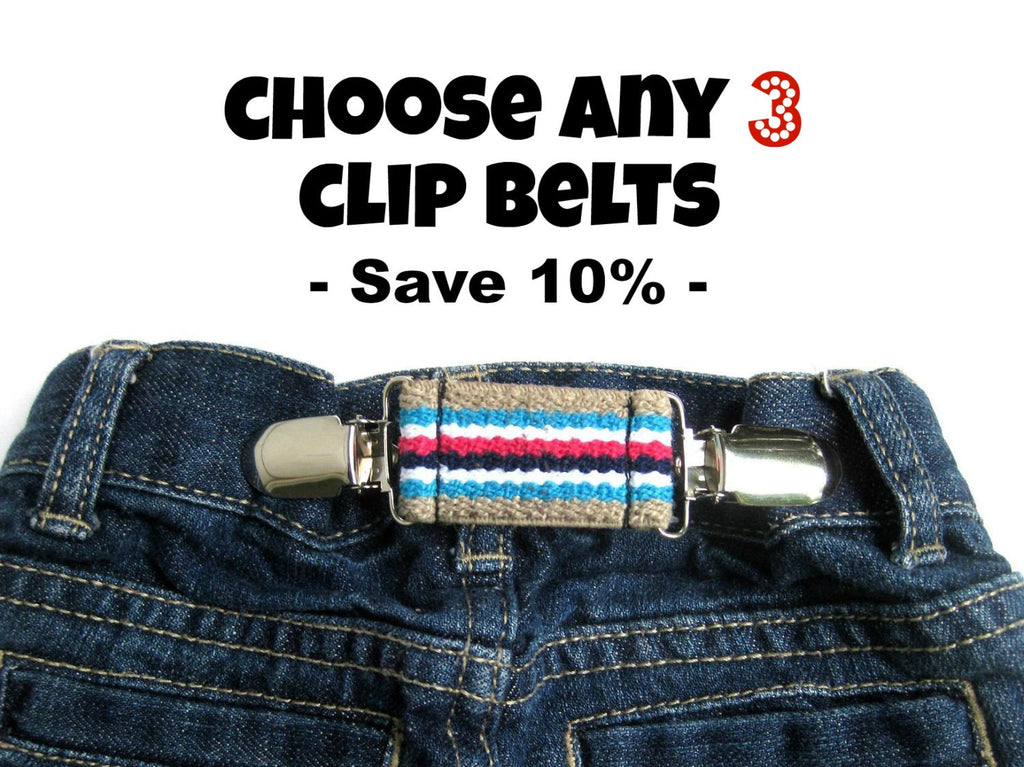 ELASTIC CLIP BELT- Cinch Clip Belt- Green Toddler Belt- Red Childrens –  Sweet Sparrow Design
