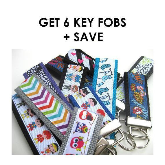 Wholesale 6 KEY FOB Wristlet- Wrist Keychain- Womens Key Ring- WRIST Key Chain- Womens Gift Under 10