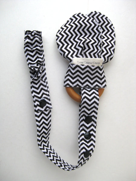 Black Chevron TOY LEASH - Bottle Leash for Sippy Cups - Toy TETHER for Baby Toys